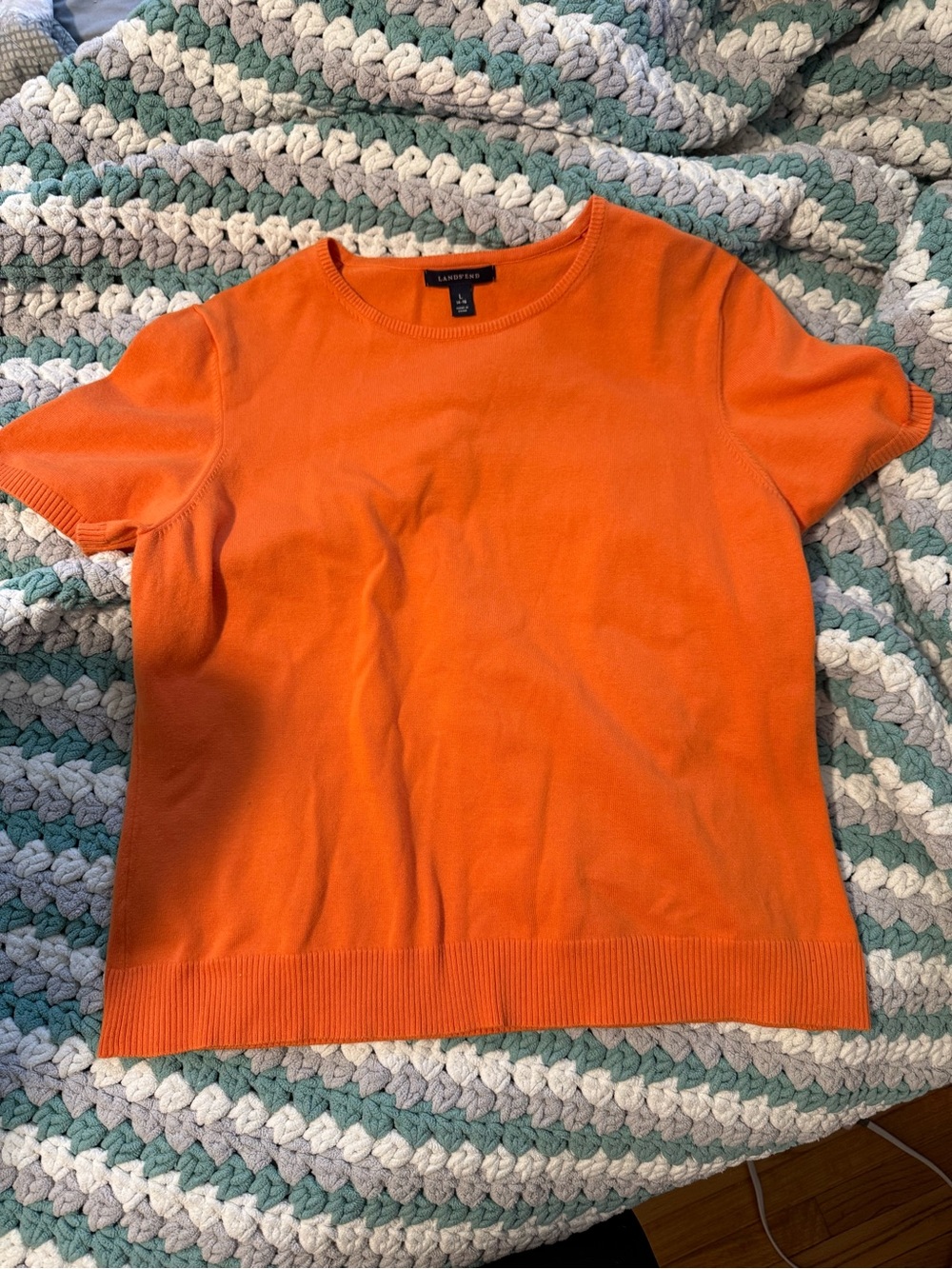 Land’s End Orange Short-Sleeve Knit Top